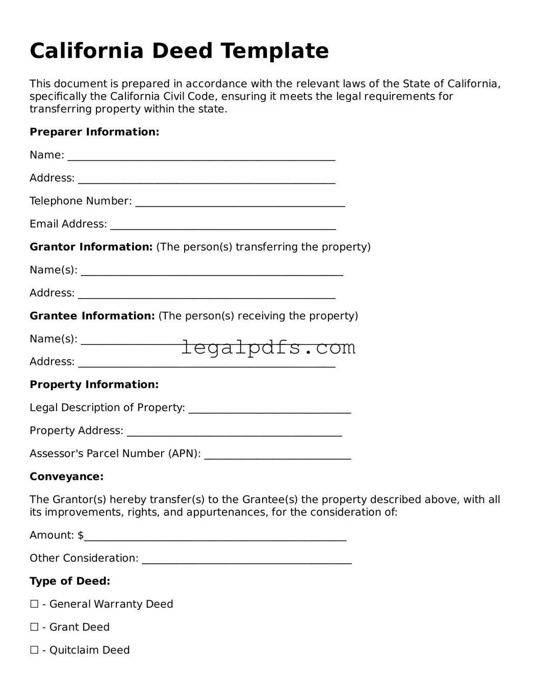 Printable California Deed Form