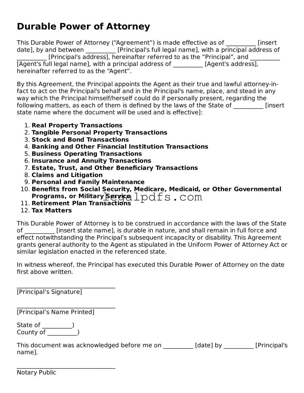 Attorney-Approved Durable Power of Attorney Template