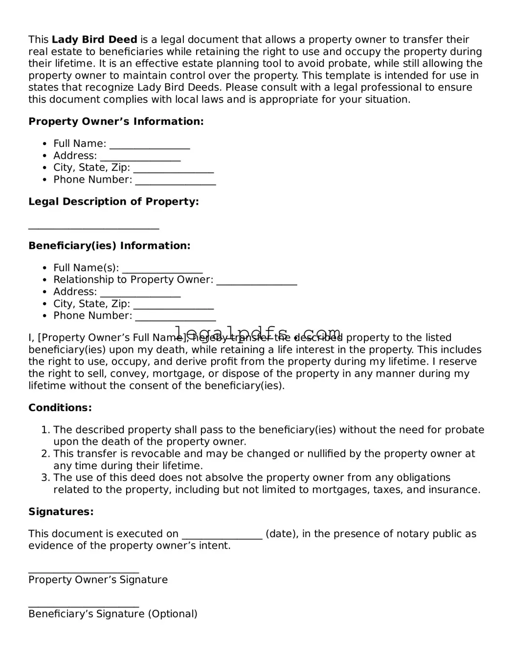 Attorney-Approved Lady Bird Deed Template