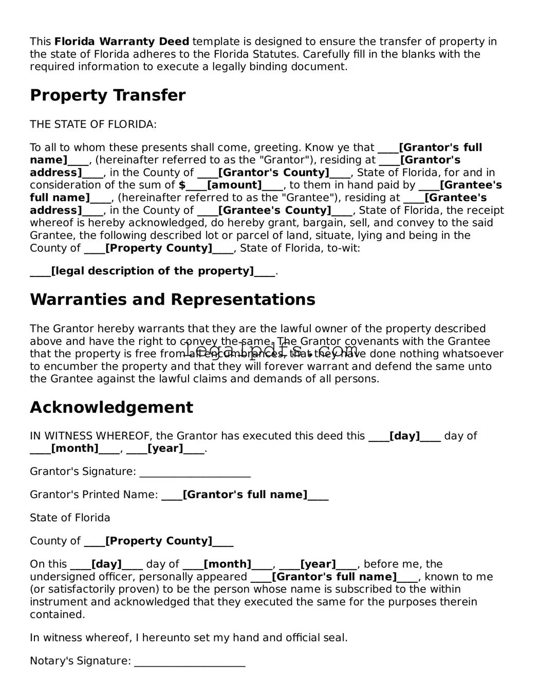 Printable Florida Deed Form