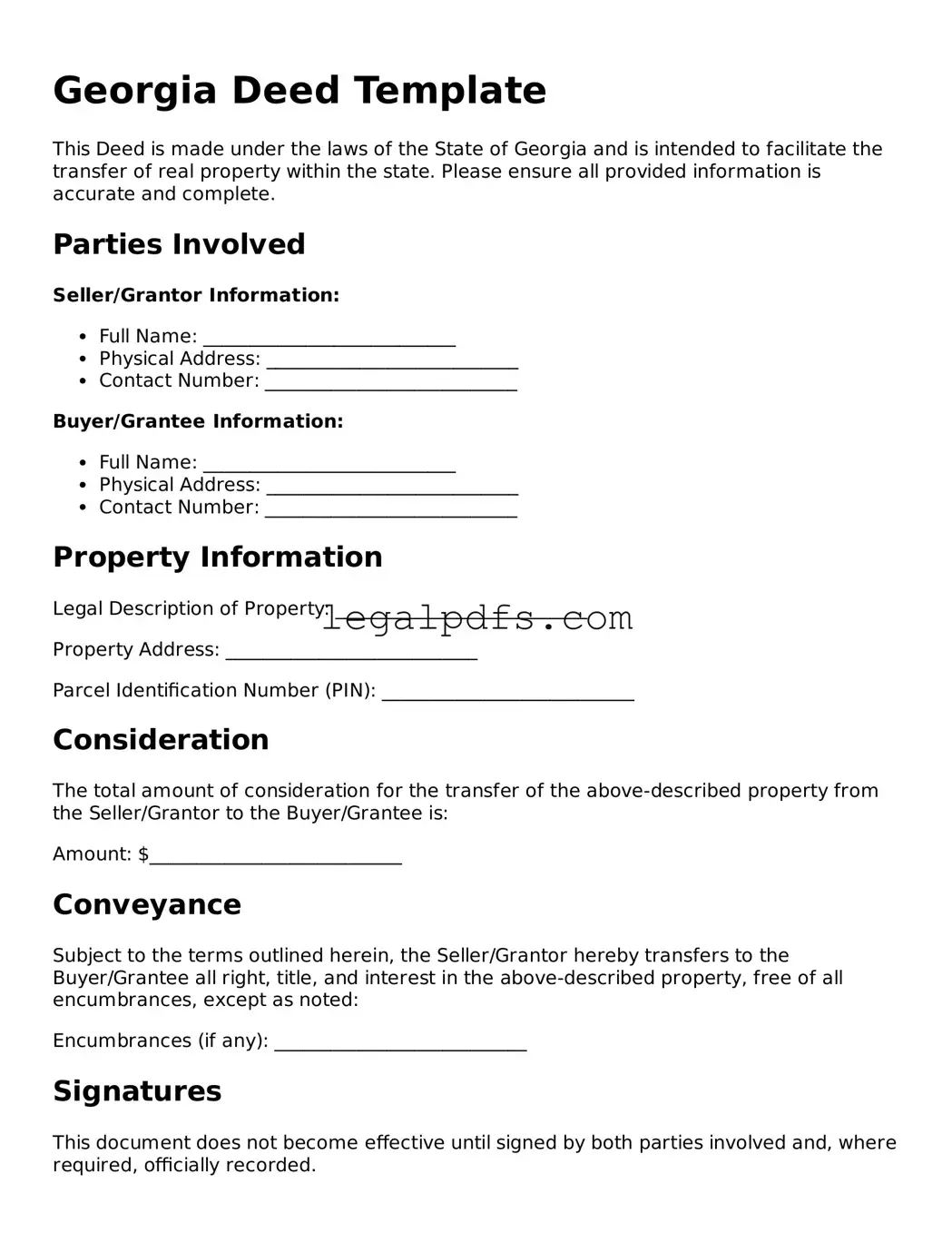 Printable Georgia Deed Form