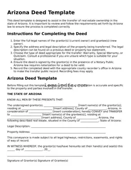 Printable Arizona Deed Form
