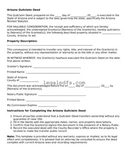 Printable Arizona Quitclaim Deed Form