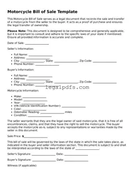 Attorney-Approved Motorcycle Bill of Sale Template