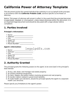 Printable California Power of Attorney Form