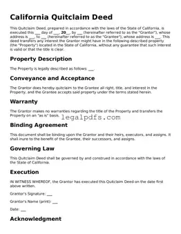 Printable California Quitclaim Deed Form