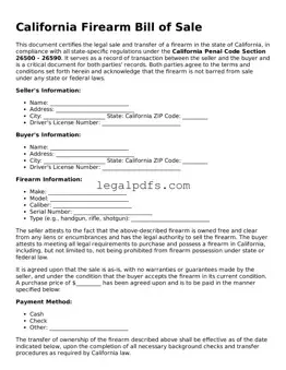 Printable California Firearm Bill of Sale Form
