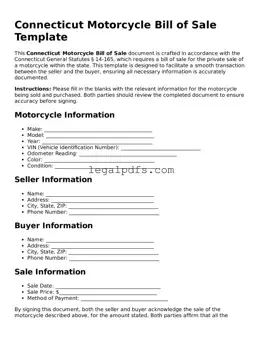 Printable Connecticut Motorcycle Bill of Sale Form