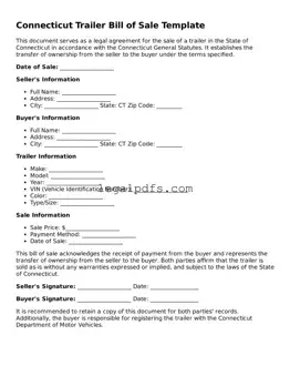 Printable Connecticut Trailer Bill of Sale Form