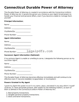 Printable Connecticut Durable Power of Attorney Form