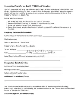 Printable Connecticut Transfer-on-Death Deed Form