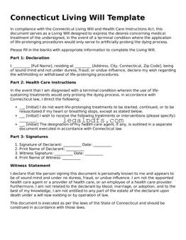 Printable Connecticut Living Will Form