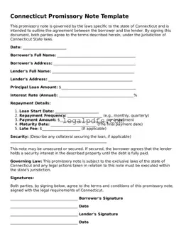 Printable Connecticut Promissory Note Form