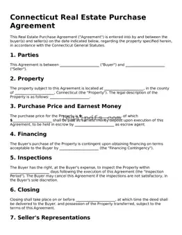 Printable Connecticut Real Estate Purchase Agreement Form