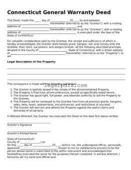 Printable Connecticut Deed Form