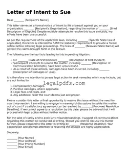 Attorney-Approved Letter of Intent to Sue Template