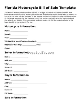 Printable Florida Motorcycle Bill of Sale Form