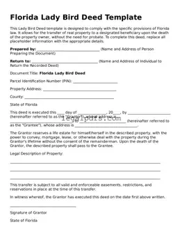 Printable Florida Lady Bird Deed Form