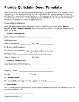 Printable Florida Quitclaim Deed Form