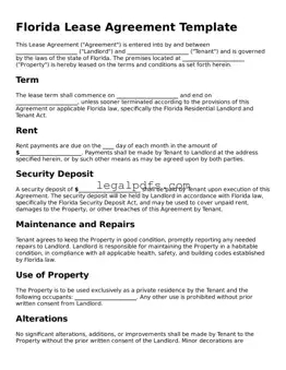 Printable Florida Lease Agreement Form