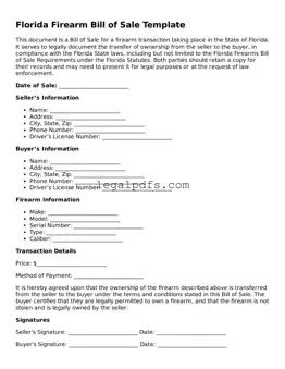 Printable Florida Firearm Bill of Sale Form