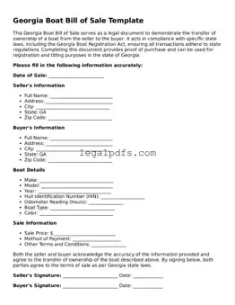 Printable Georgia Boat Bill of Sale Form