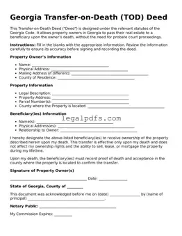 Printable Georgia Transfer-on-Death Deed Form