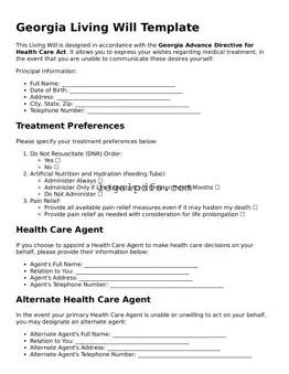 Printable Georgia Living Will Form