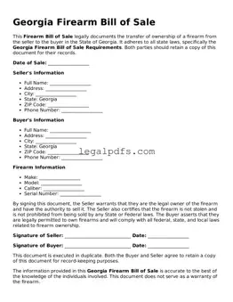 Printable Georgia Firearm Bill of Sale Form