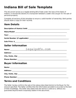 Printable Indiana Bill of Sale Form