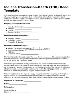Printable Indiana Transfer-on-Death Deed Form