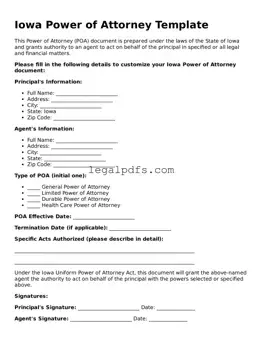 Printable Iowa Power of Attorney Form