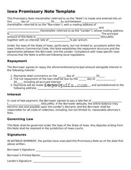 Printable Iowa Promissory Note Form