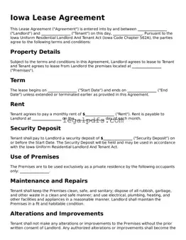 Printable Iowa Lease Agreement Form