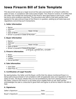 Printable Iowa Firearm Bill of Sale Form