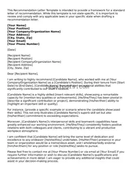 Attorney-Approved Recommendation Letter Template