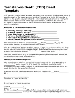 Attorney-Approved Transfer-on-Death Deed Template