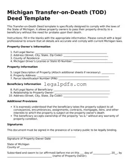 Printable Michigan Transfer-on-Death Deed Form