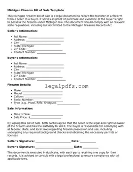 Printable Michigan Firearm Bill of Sale Form