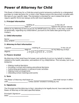Attorney-Approved Power of Attorney for a Child Template