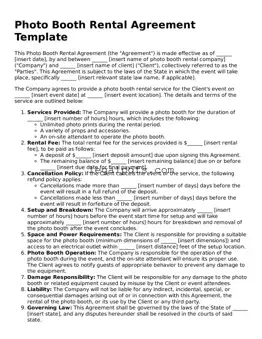 Attorney-Approved Photo Booth Rental Agreement Template
