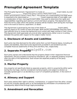 Attorney-Approved Prenuptial Agreement Template