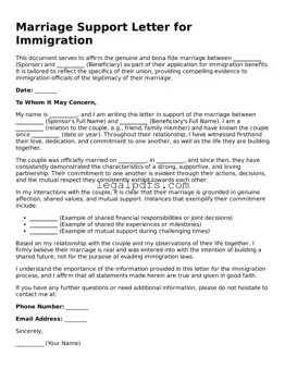 Attorney-Approved Marriage Support Letter for Immigration Template