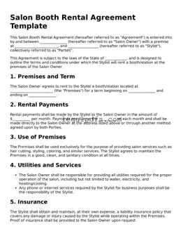 Attorney-Approved Salon Booth Rental Agreement Template