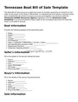 Printable Tennessee Boat Bill of Sale Form