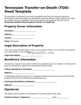 Printable Tennessee Transfer-on-Death Deed Form