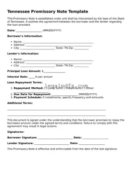 Printable Tennessee Promissory Note Form