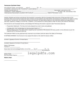Printable Tennessee Quitclaim Deed Form