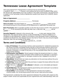 Printable Tennessee Lease Agreement Form
