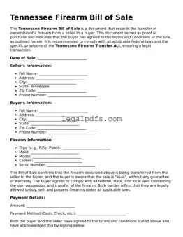 Printable Tennessee Firearm Bill of Sale Form